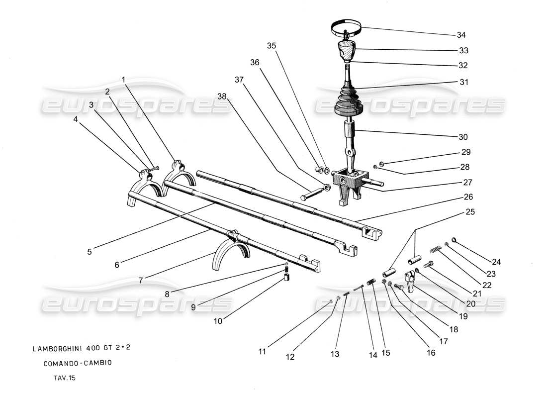 lamborghini 400 gt getriebehebelgabeln teilediagramm