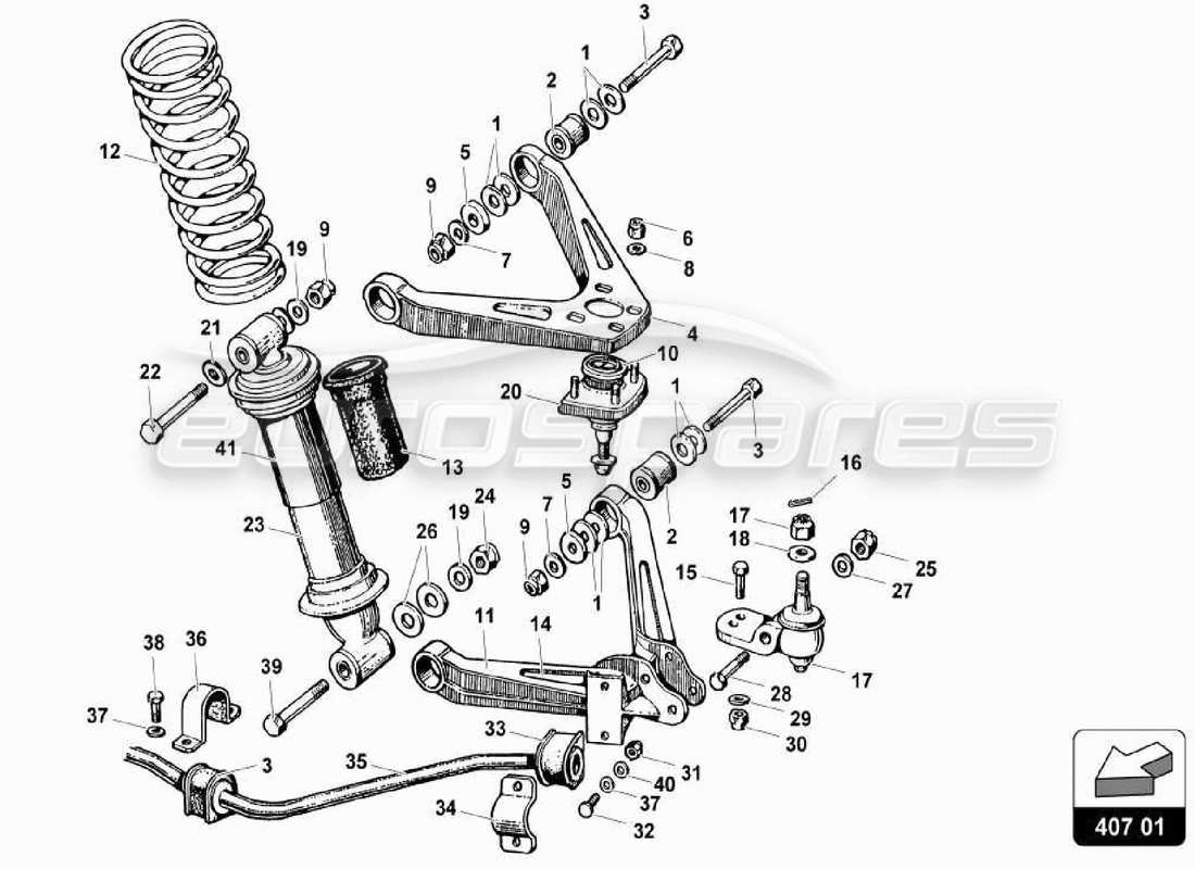 lamborghini miura p400 vordere arme teilediagramm