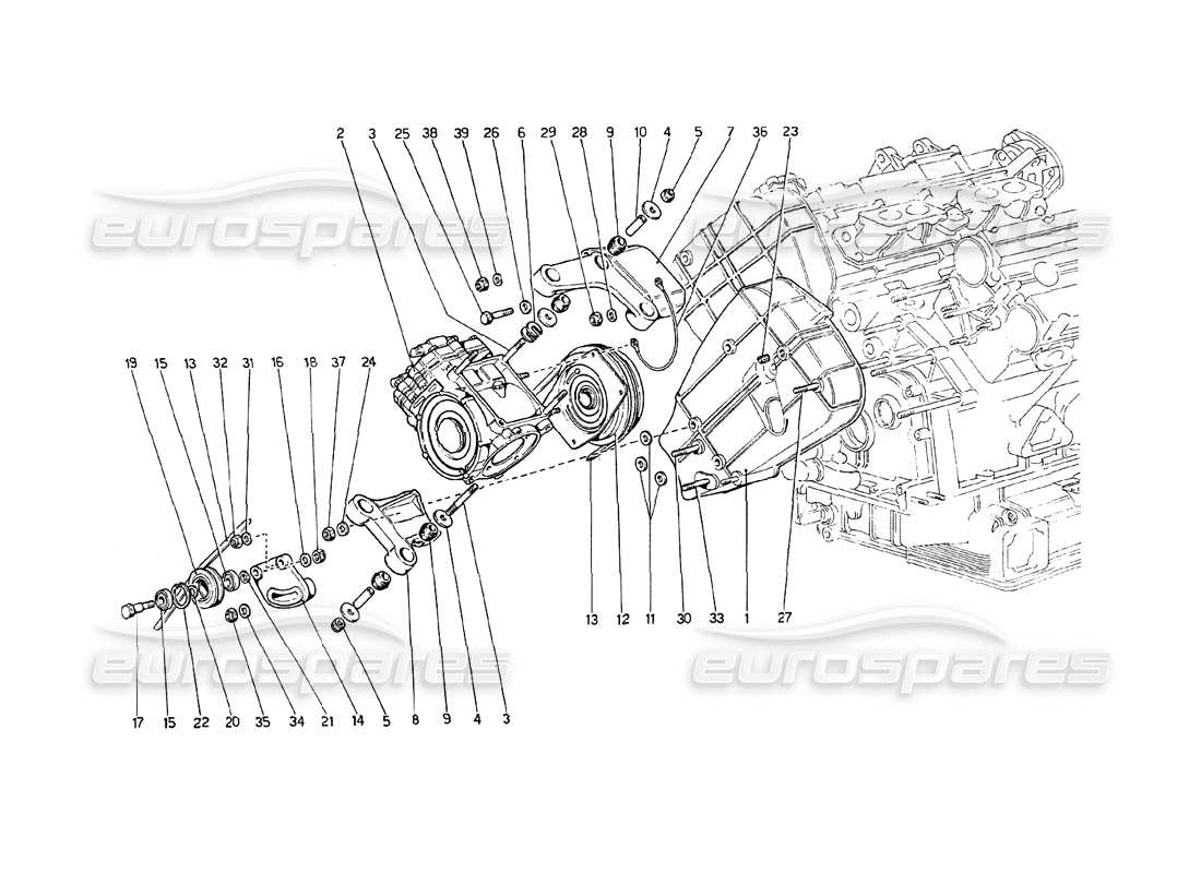 ferrari 208 gt4 dino (1975) teilediagramm für klimakompressor und steuerungen