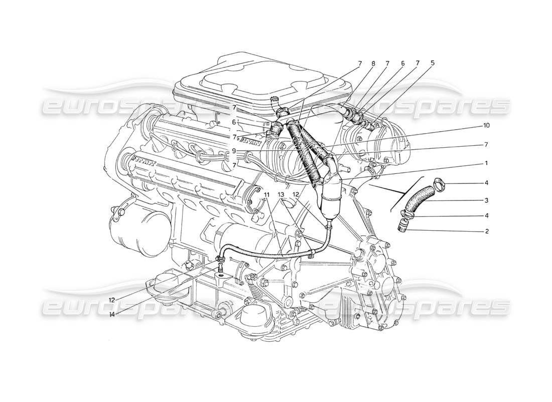 ferrari 208 gt4 dino (1975) teilediagramm des blow-by-systems