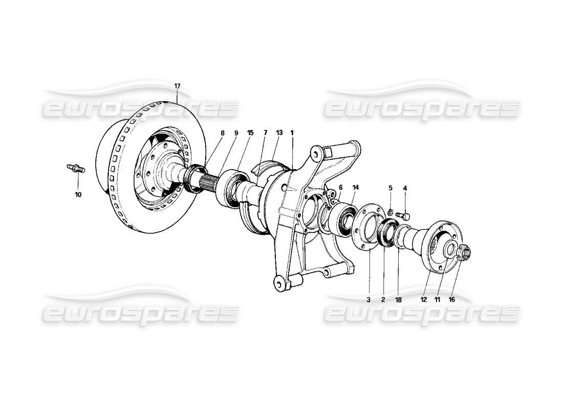ferrari 400i (1983 mechanical) hinterradaufhängung - teilediagramm bremsscheibe