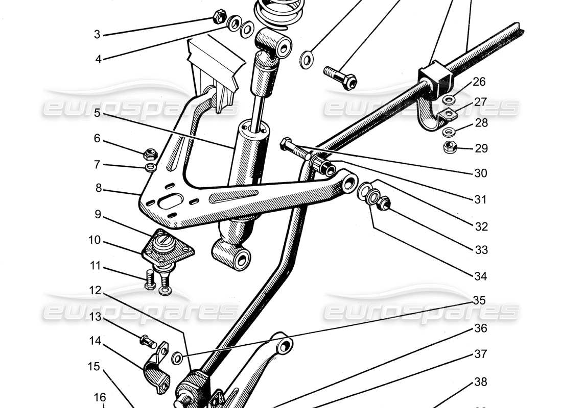 lamborghini 400 gt vordere aufhängung teilediagramm