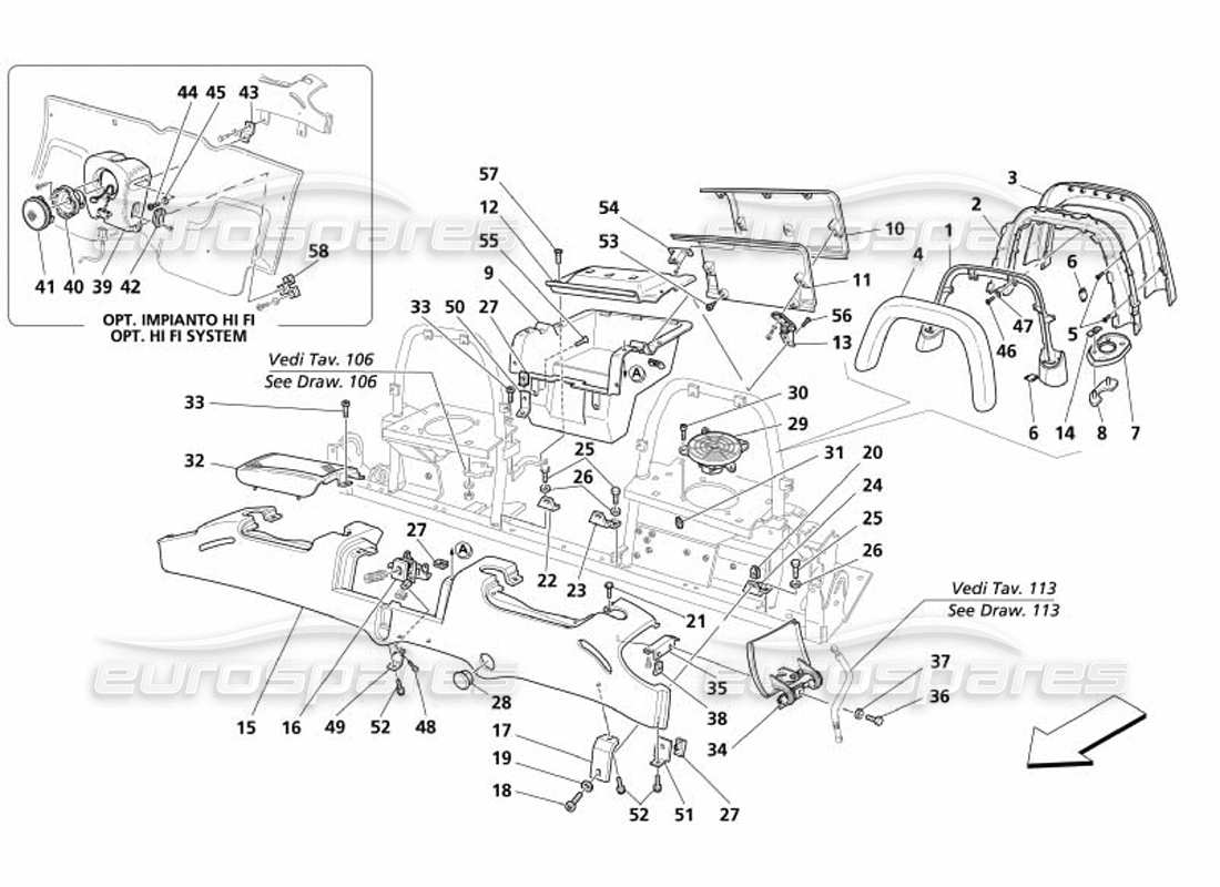 maserati 4200 spyder (2005) teilediagramm für polsterzubehör im fahrgastraum