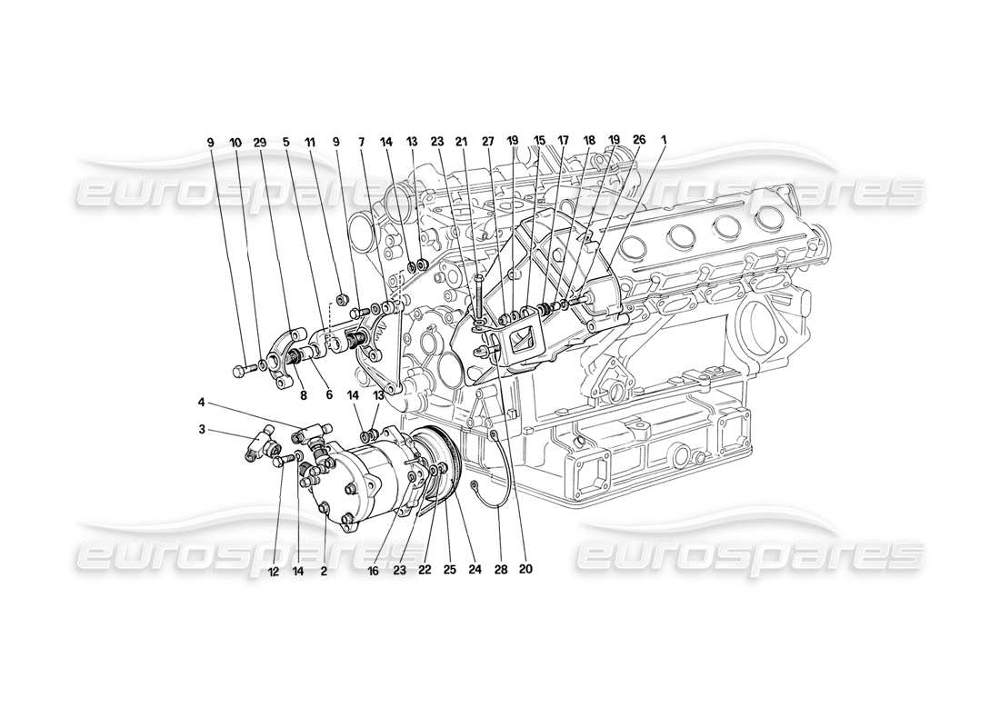 ferrari mondial 3.2 qv (1987) teilediagramm für klimakompressor und steuerungen