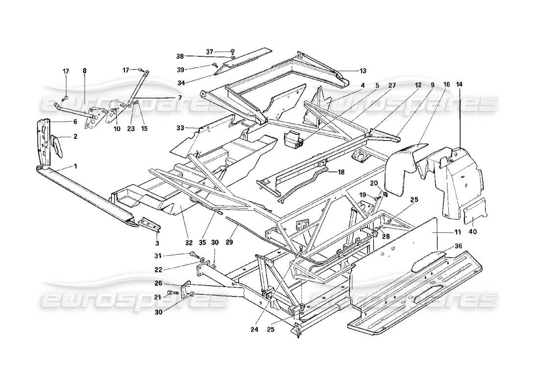 ferrari mondial 3.2 qv (1987) karosserie - innenelemente - cabriolet-teilediagramm