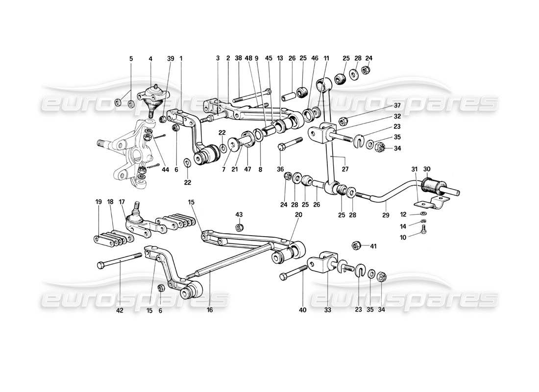 ferrari 400i (1983 mechanical) vorderradaufhängung - querlenker-teilediagramm