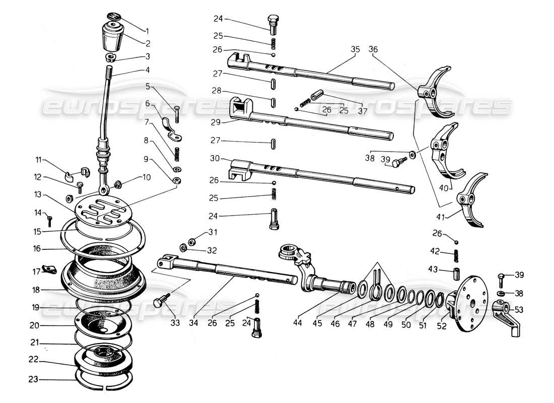 lamborghini countach 5000 qvi (1989) teilediagramm für den schalthebel