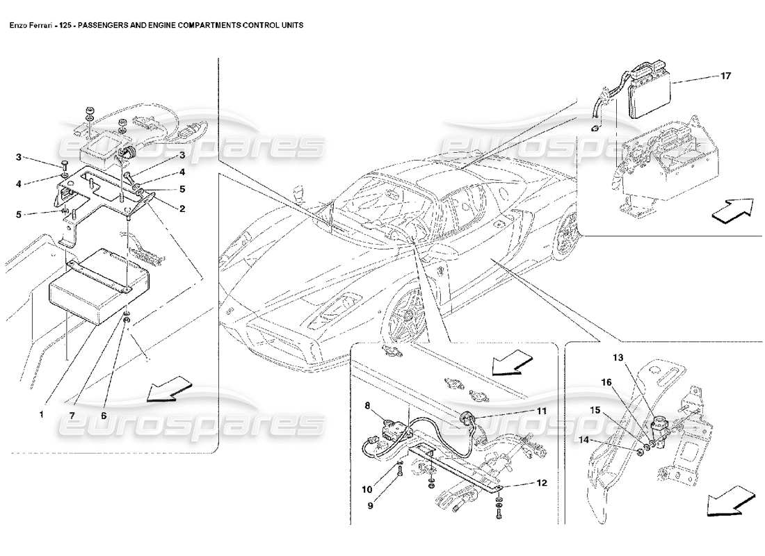 FERRARI ENZO STEUERGERÄTE FÜR PASSAGIERE UND MOTORRAUM TEILEDIAGRAMM ferrari enzo steuergeräte für passagiere und motorraum teilediagramm