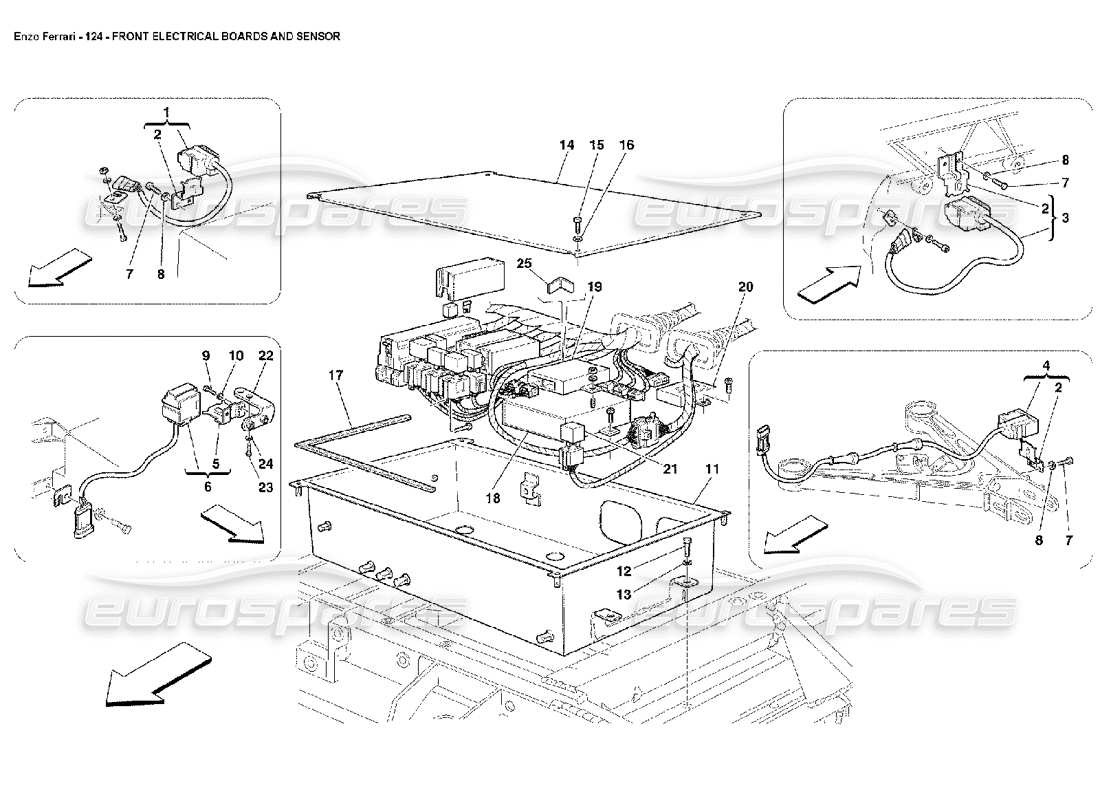 ferrari enzo vordere schalttafeln und sensor teilediagramm