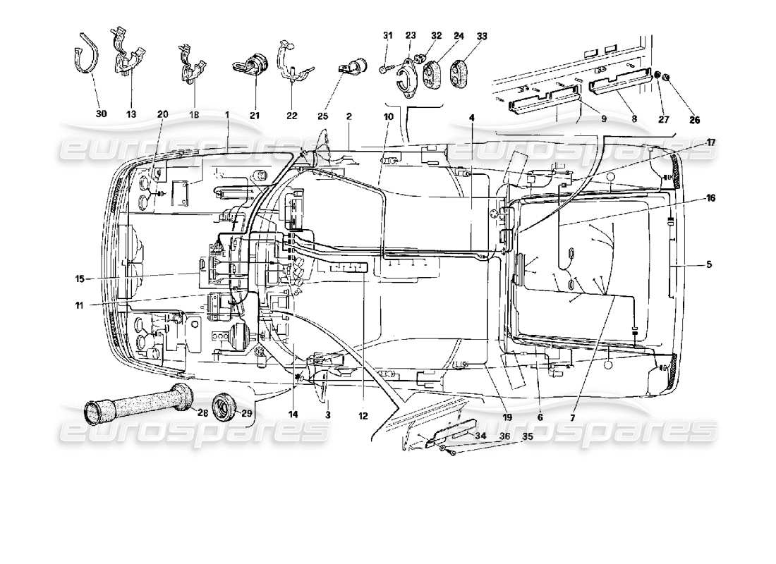 ferrari 512 tr teilediagramm des elektrischen systems