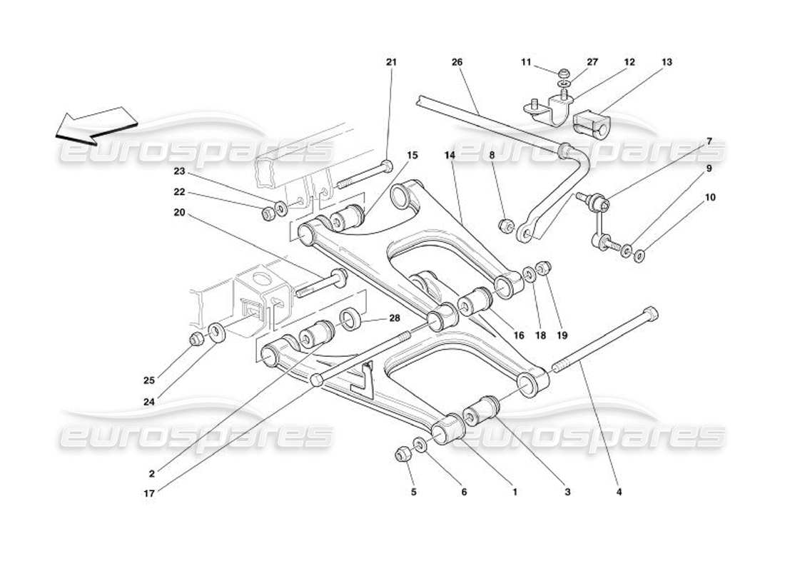 ferrari 575 superamerica hinterradaufhängung – querlenker und stabilisator teilediagramm