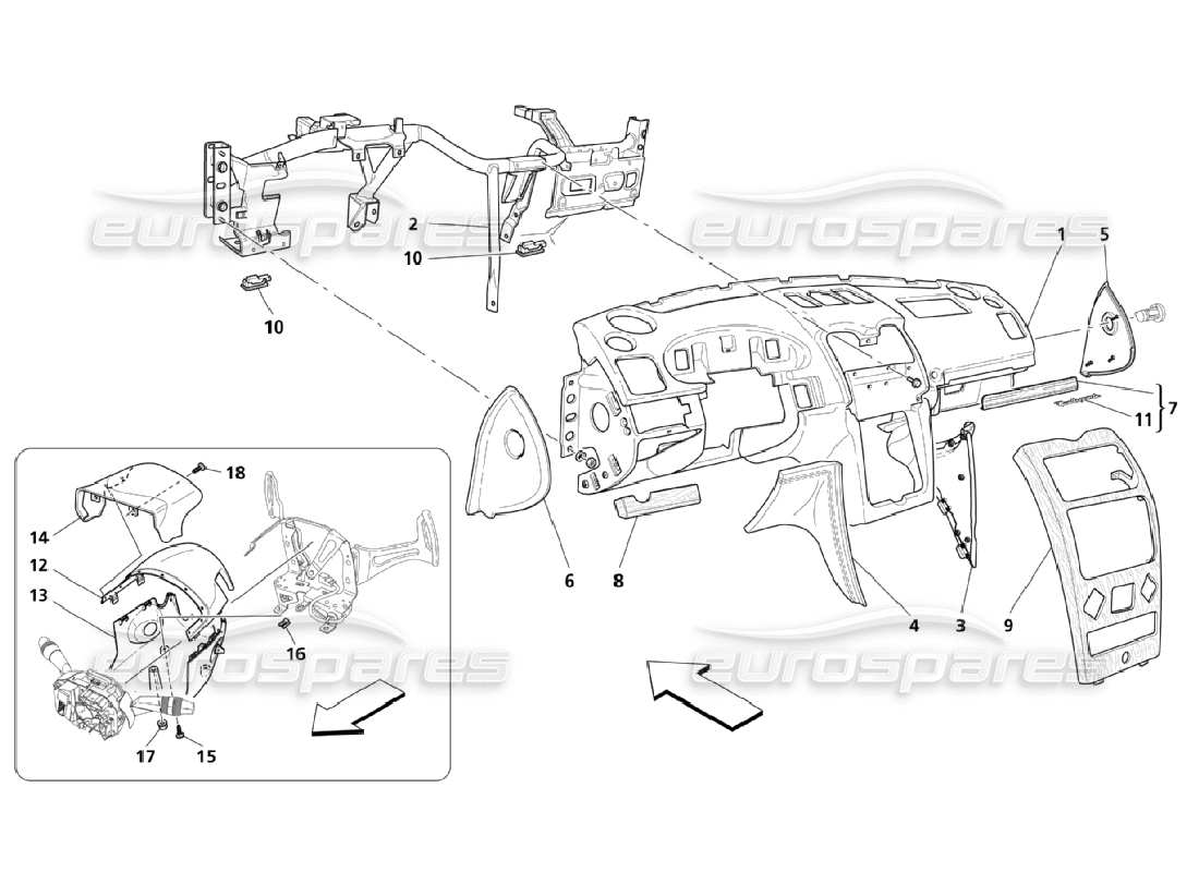 maserati qtp. (2006) 4.2 montage des armaturenbretts teilediagramm