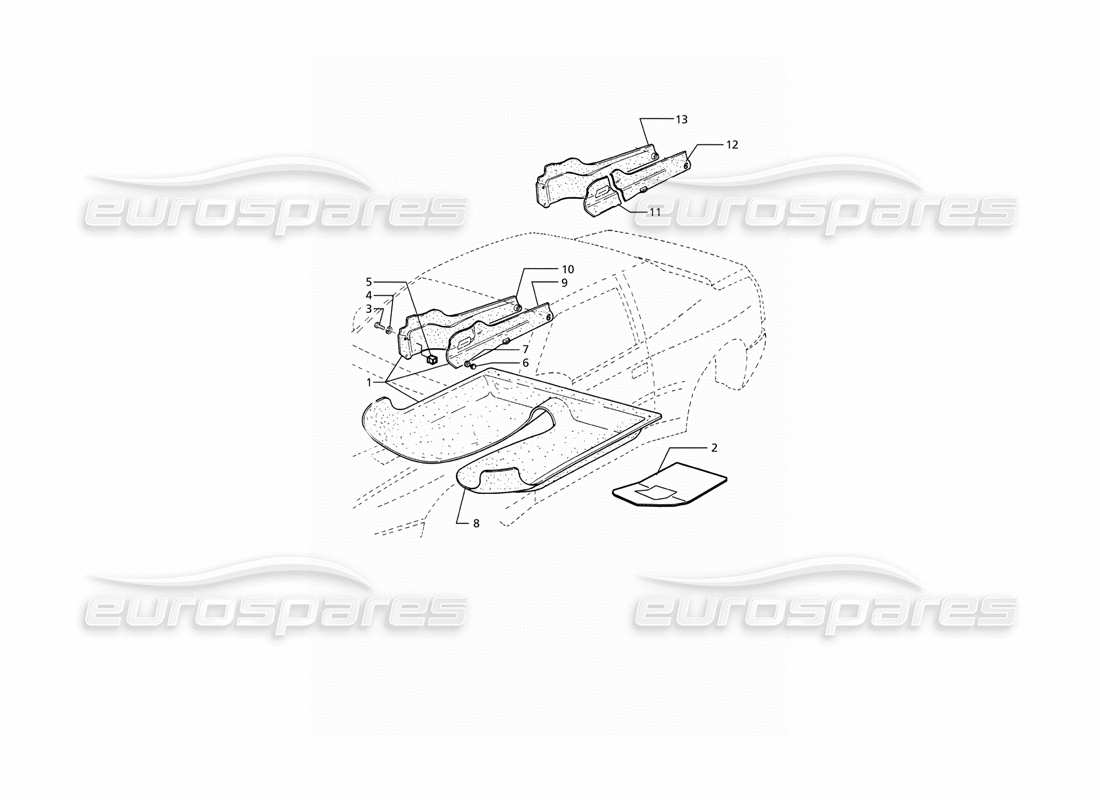 maserati ghibli 2.8 (abs) teilediagramm für fahrgastraumteppiche