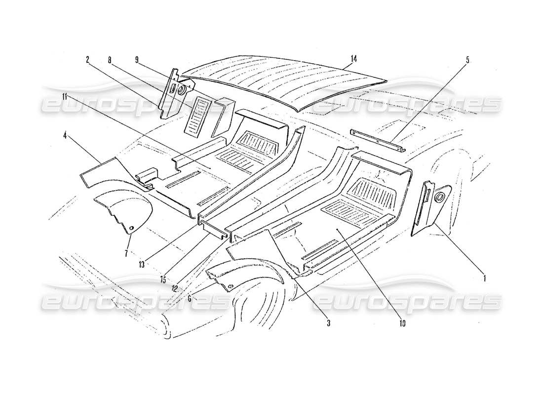 ferrari 365 gtc4 (coachwork) teilediagramm für innenteppiche und verkleidungen