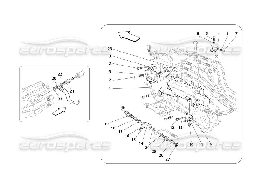 maserati qtp. (2006) 4.2 hydraulische steuerungen für f1 getriebeteildiagramm