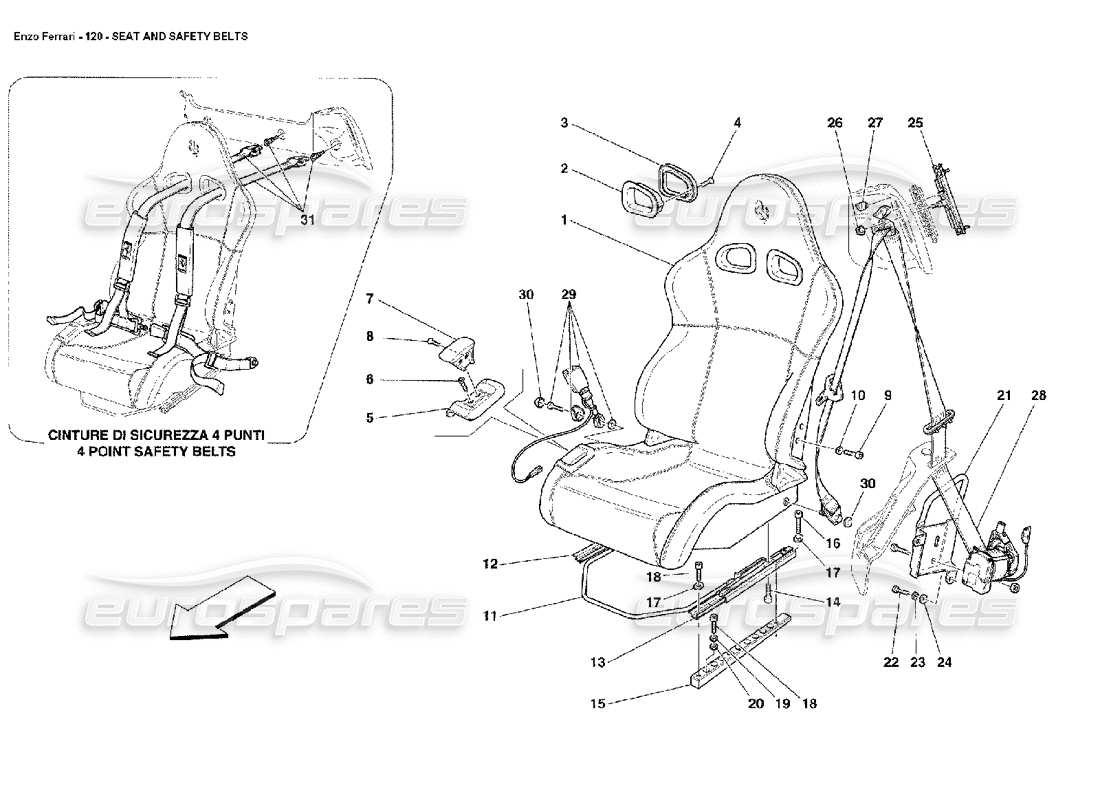 FERRARI ENZO SICHERHEITS- UND SICHERHEITSGURTE TEILEDIAGRAMM ferrari enzo sicherheits- und sicherheitsgurte teilediagramm