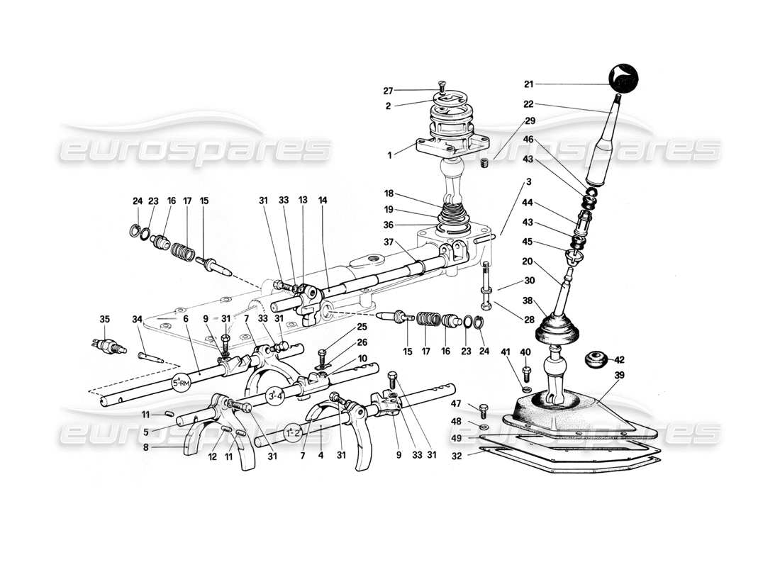 ferrari 400i (1983 mechanical) teilediagramm für die inneren und äußeren getriebesteuerungen (400 gt)