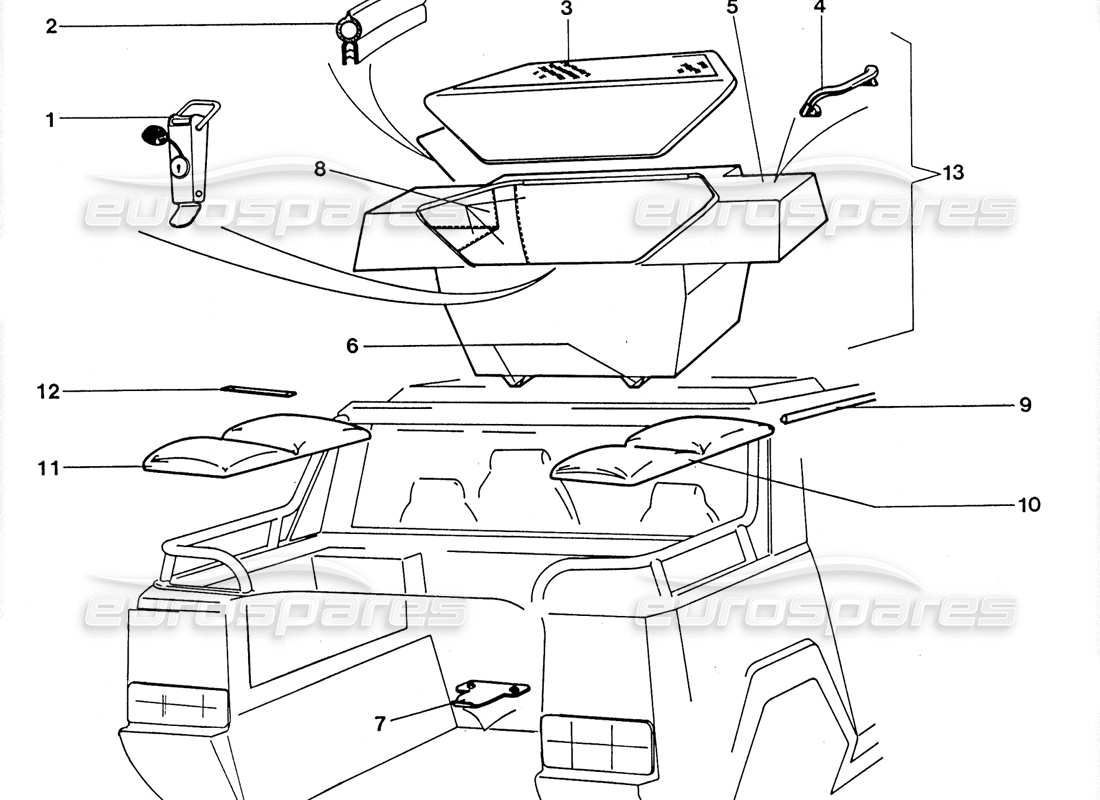 lamborghini lm002 (1988) gepäckbox hinten teilediagramm