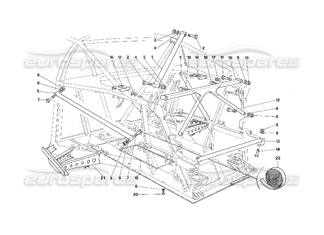 ferrari f40 rahmen - hinterteil - nicht für fahrzeuge mit katalysator - teilediagramm
