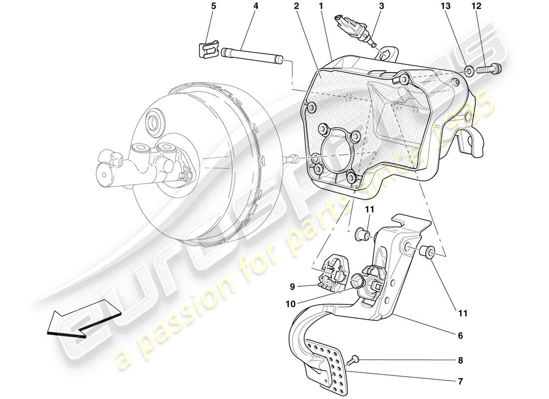 ein Teilediagramm aus dem Ferrari 599 GTO (RHD) Teilekatalog