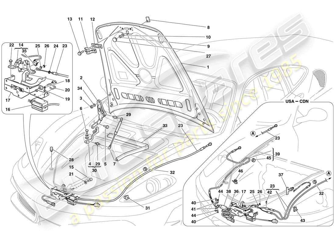 ein Teilediagramm aus dem Ferrari F430 Scuderia (Europa) Teilekatalog