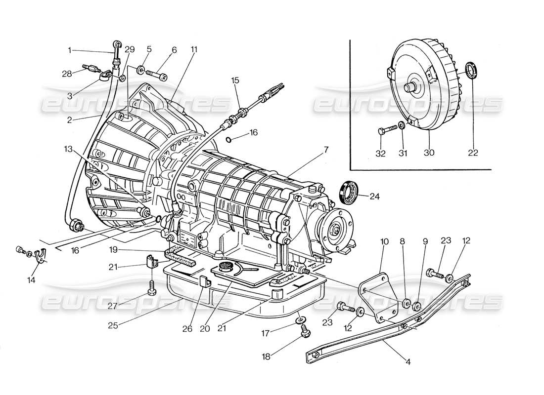 eine Teilezeichnung aus dem Maserati Biturbo Spider Teilekatalog