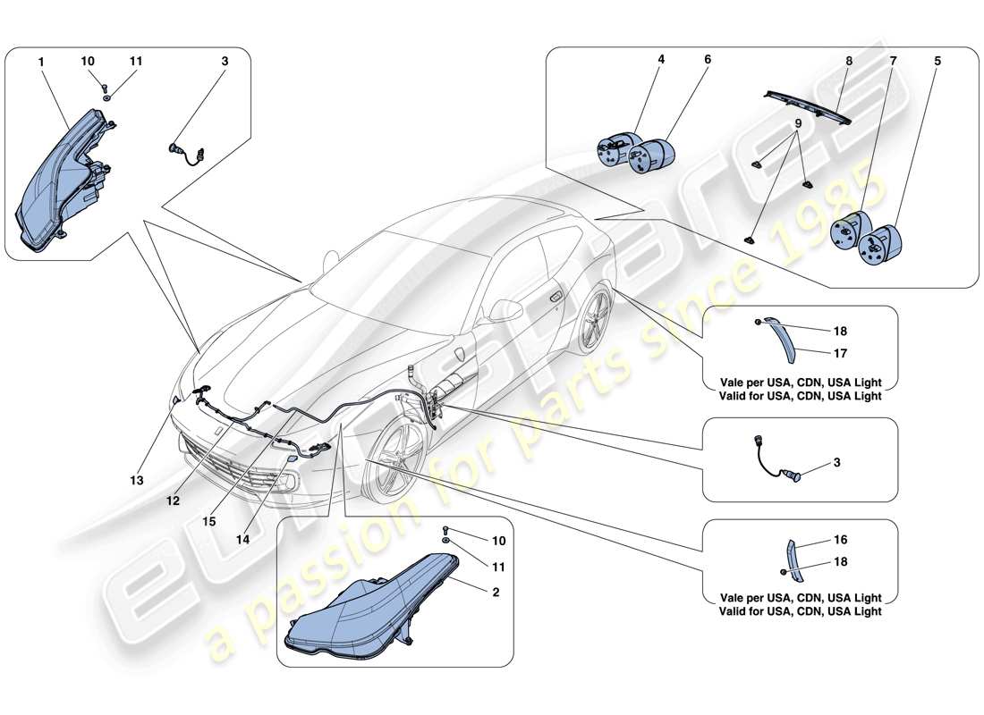 eine teilezeichnung aus dem ferrari gtc4 lusso t (rhd) teilekatalog