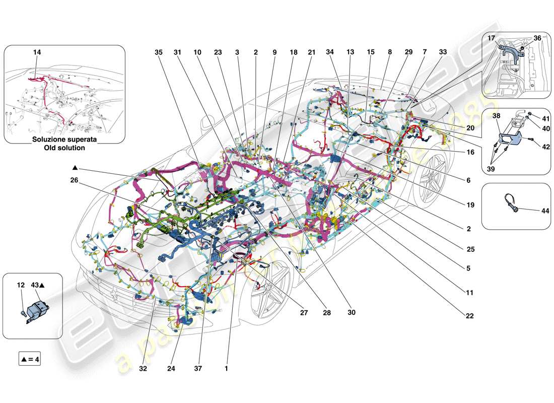 ein Teilediagramm aus dem Ferrari F12 Berlinetta (Europa) Teilekatalog