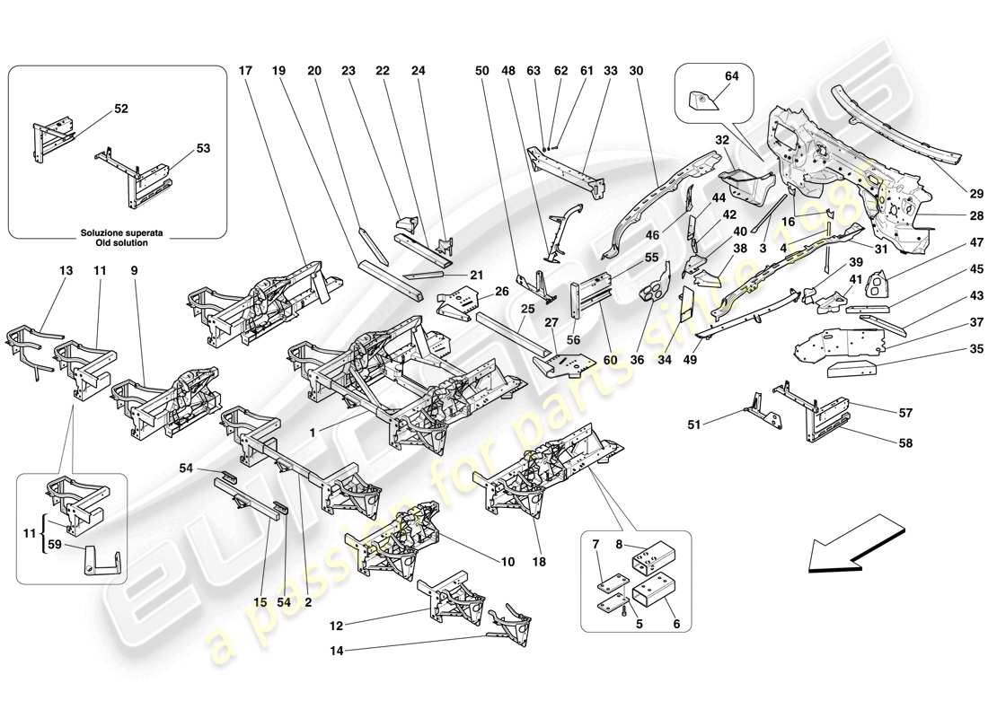 ein Teilediagramm aus dem Ferrari 599 GTO (EUROPA) Teilekatalog