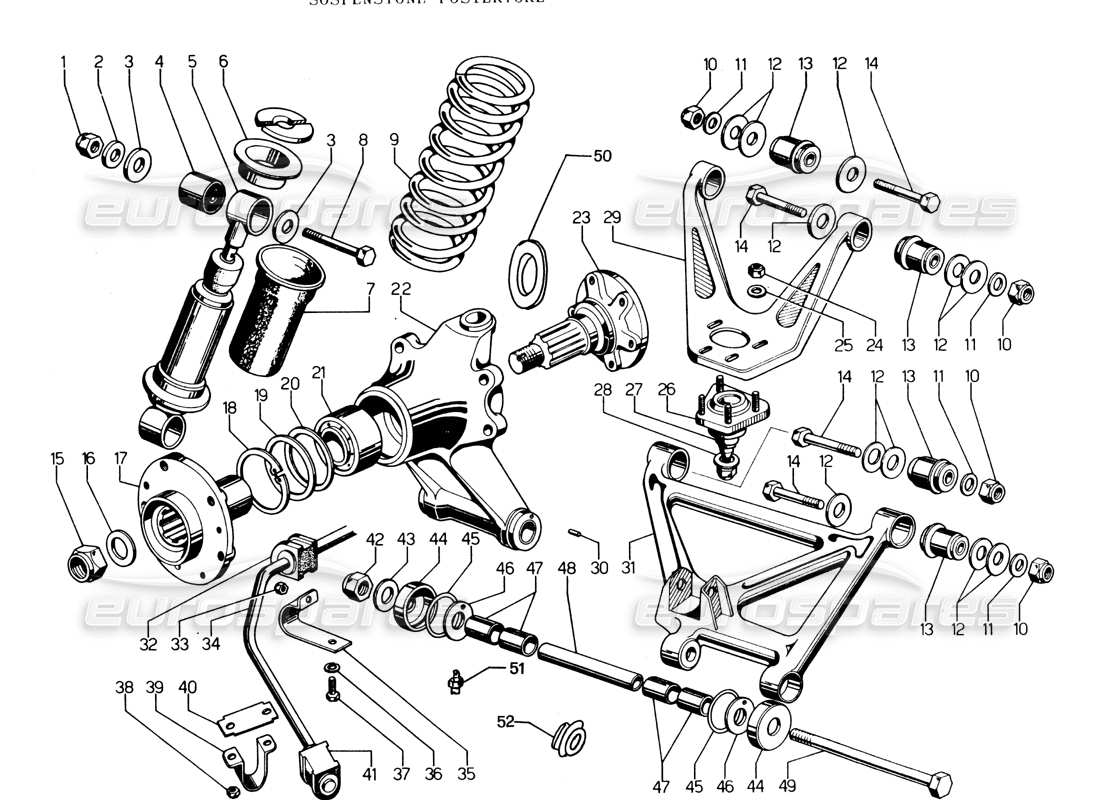 ein teilediagramm aus dem lamborghini espada-teilekatalog