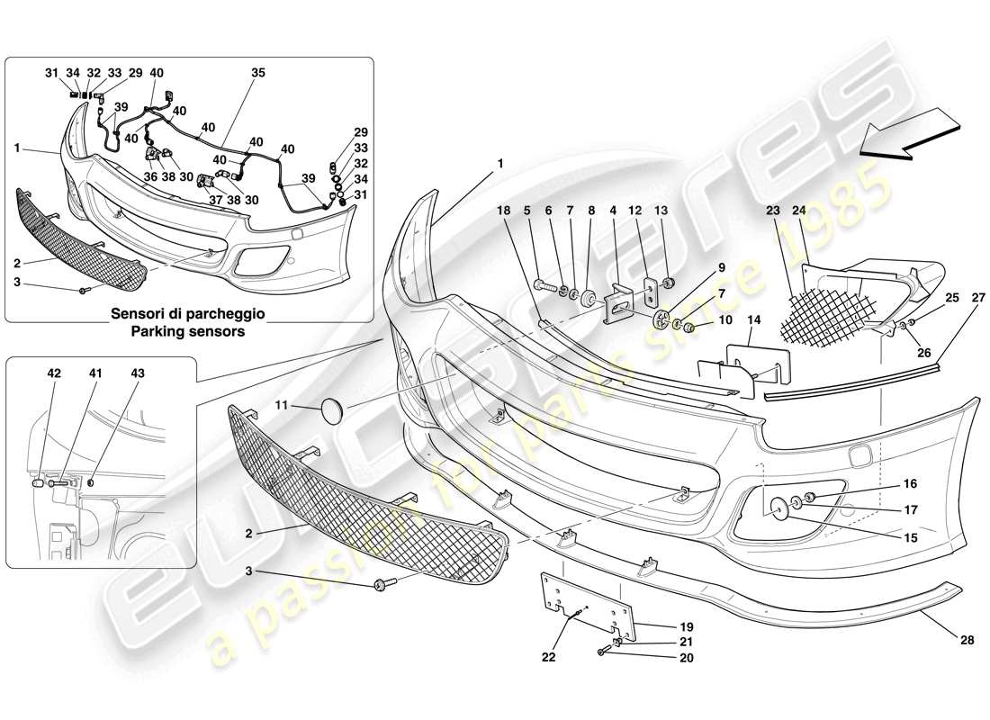 ein Teilediagramm aus dem Ferrari 599 GTO (USA)-Teilekatalog