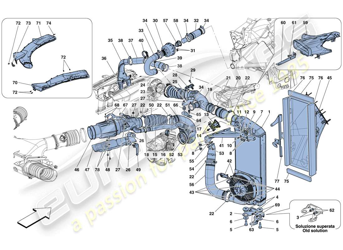 eine teilezeichnung aus dem ferrari 488 gtb (europe) teilekatalog