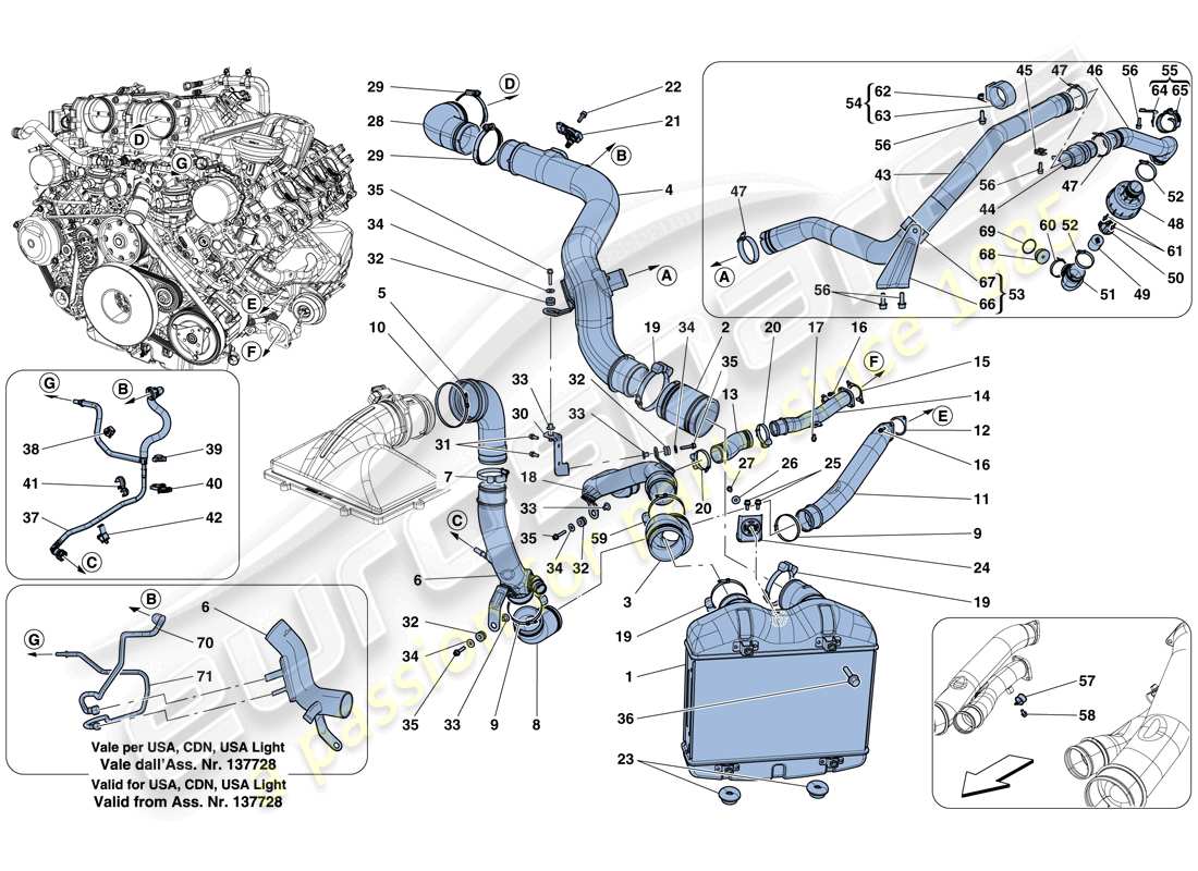 ein Teilediagramm aus dem Ferrari California T (USA) Teilekatalog