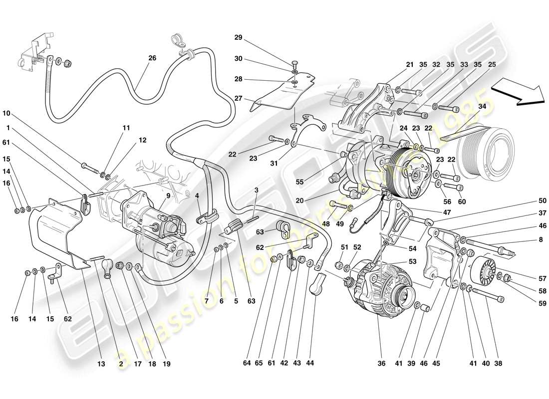 eine teilezeichnung aus dem ferrari 612 scaglietti (rhd) teilekatalog
