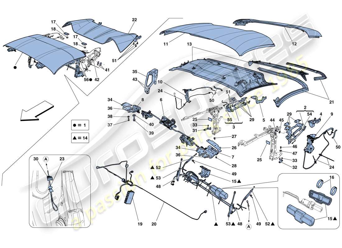 ein Teilediagramm aus dem Ferrari 458 Spider (RHD) Teilekatalog