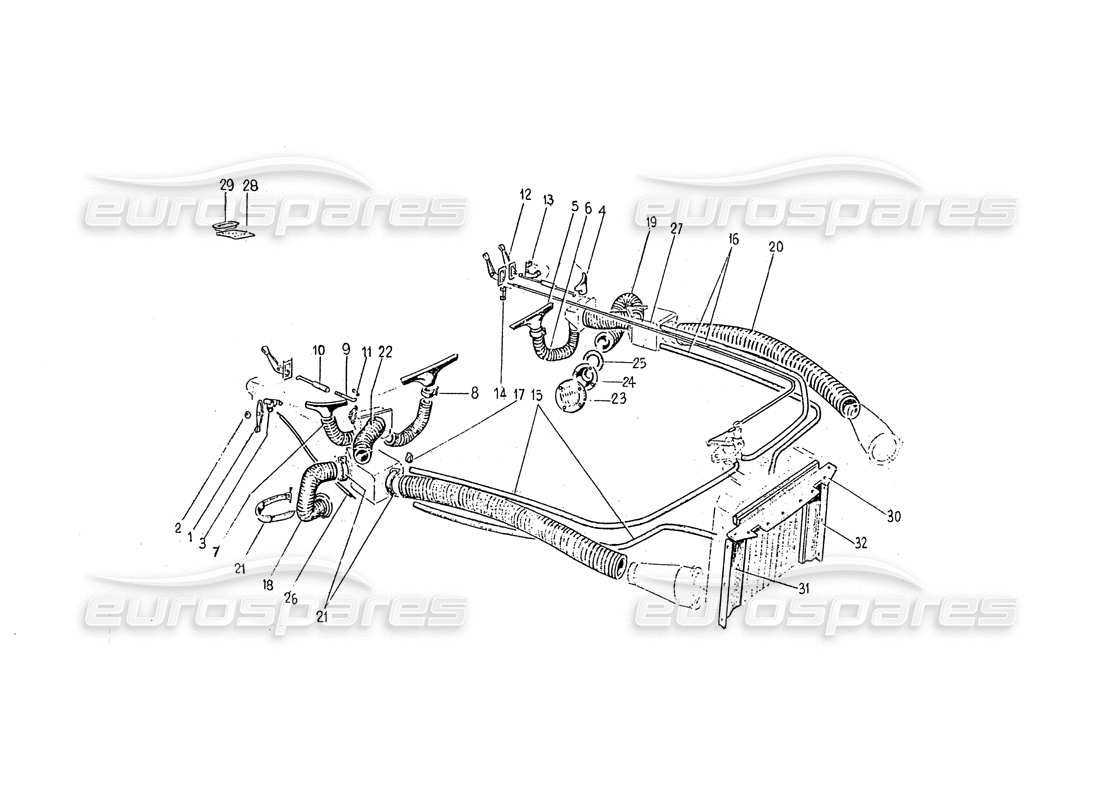 ein Teilediagramm aus dem Ferrari 330 GT 2+2 (Karosserie) Teilekatalog