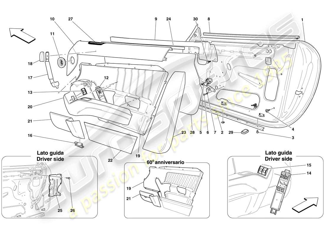 eine teilezeichnung aus dem ferrari 612 sessanta (usa) teilekatalog