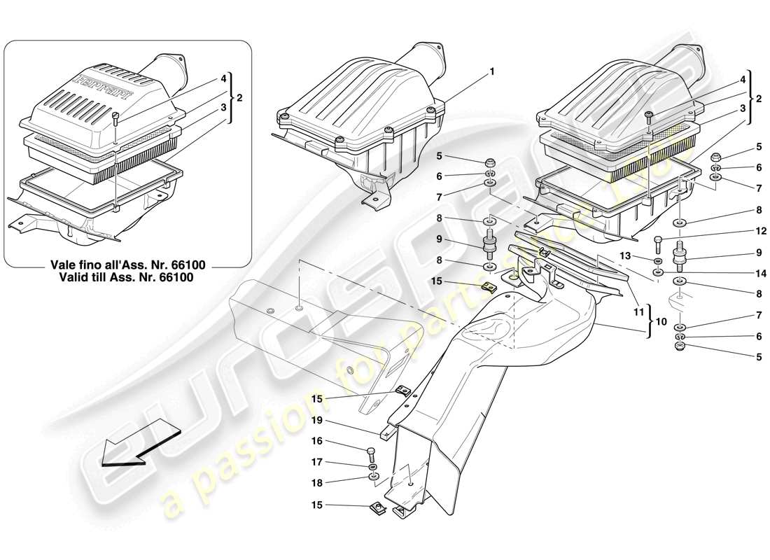 ein Teilediagramm aus dem Ferrari 612 Scaglietti (USA) Teilekatalog