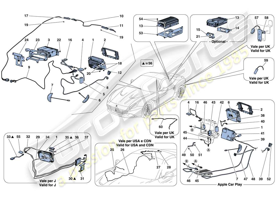 eine teilezeichnung aus dem ferrari california t (europe) teilekatalog