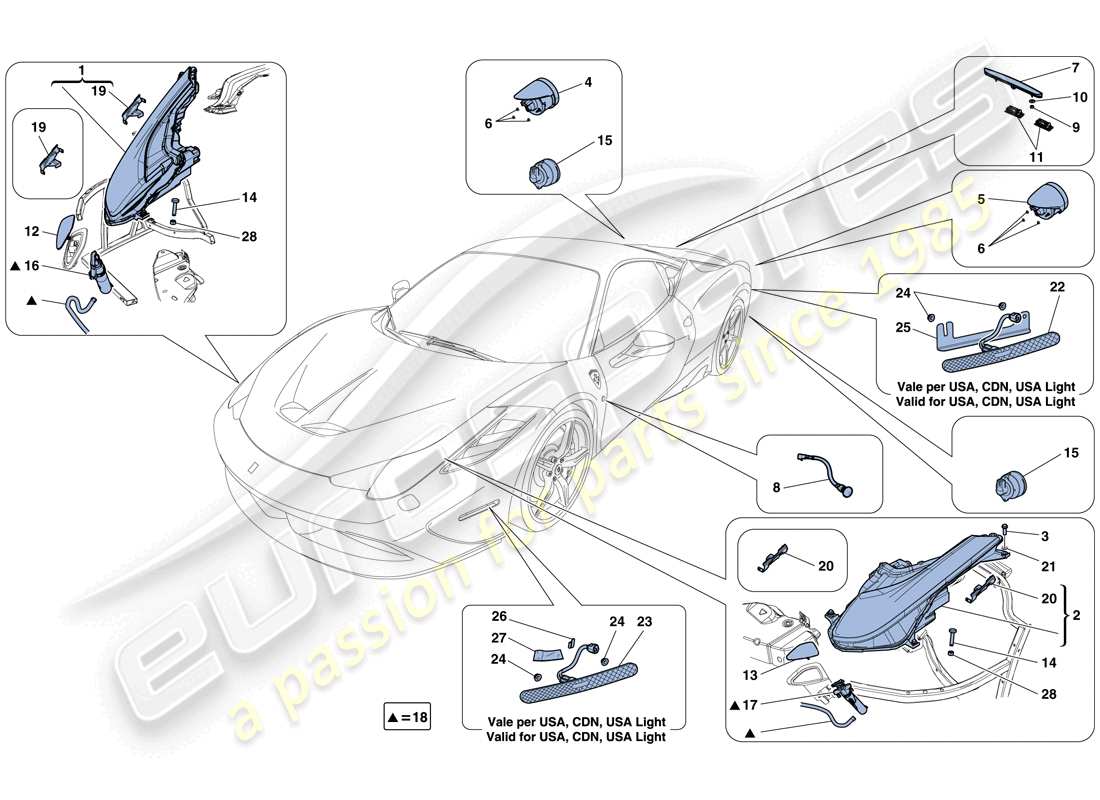 eine teilezeichnung aus dem ferrari 458 speciale (europe) teilekatalog