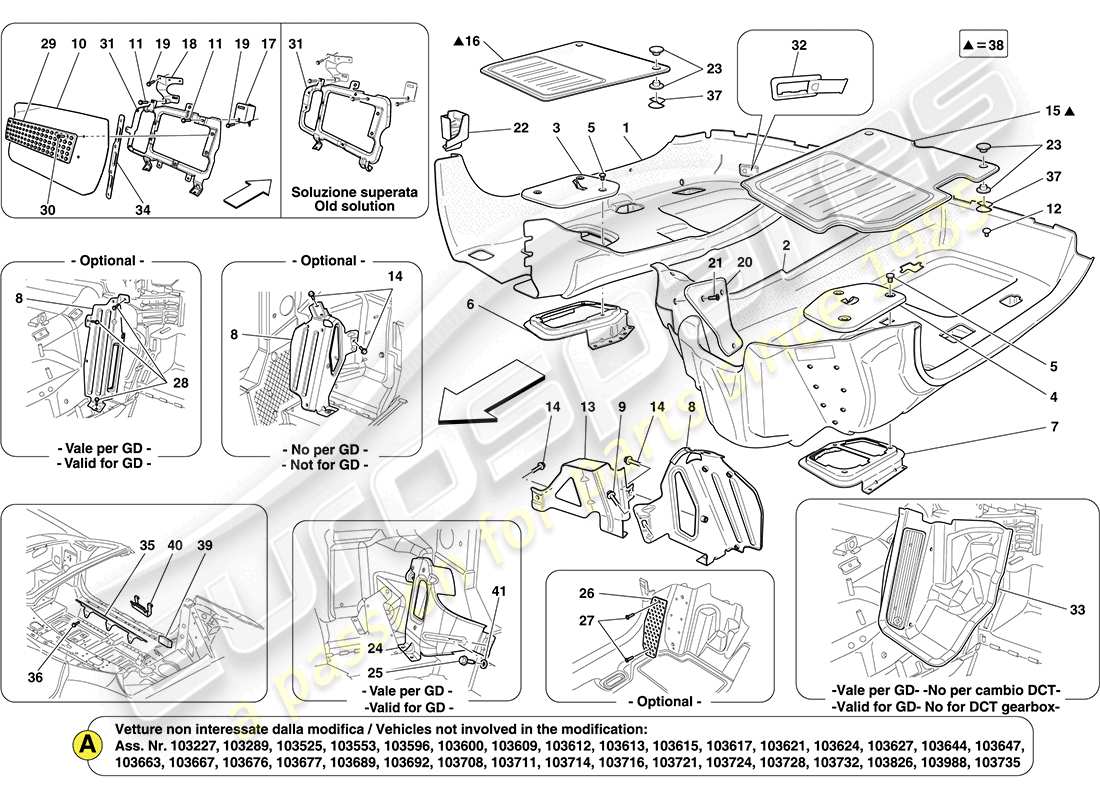 eine teilezeichnung aus dem ferrari california (usa) teilekatalog