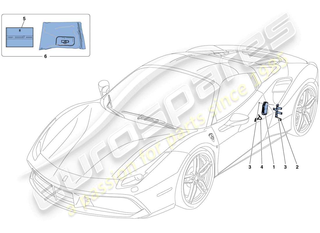 ein Teilediagramm aus dem Ferrari 488 Spider (Europa) Teilekatalog