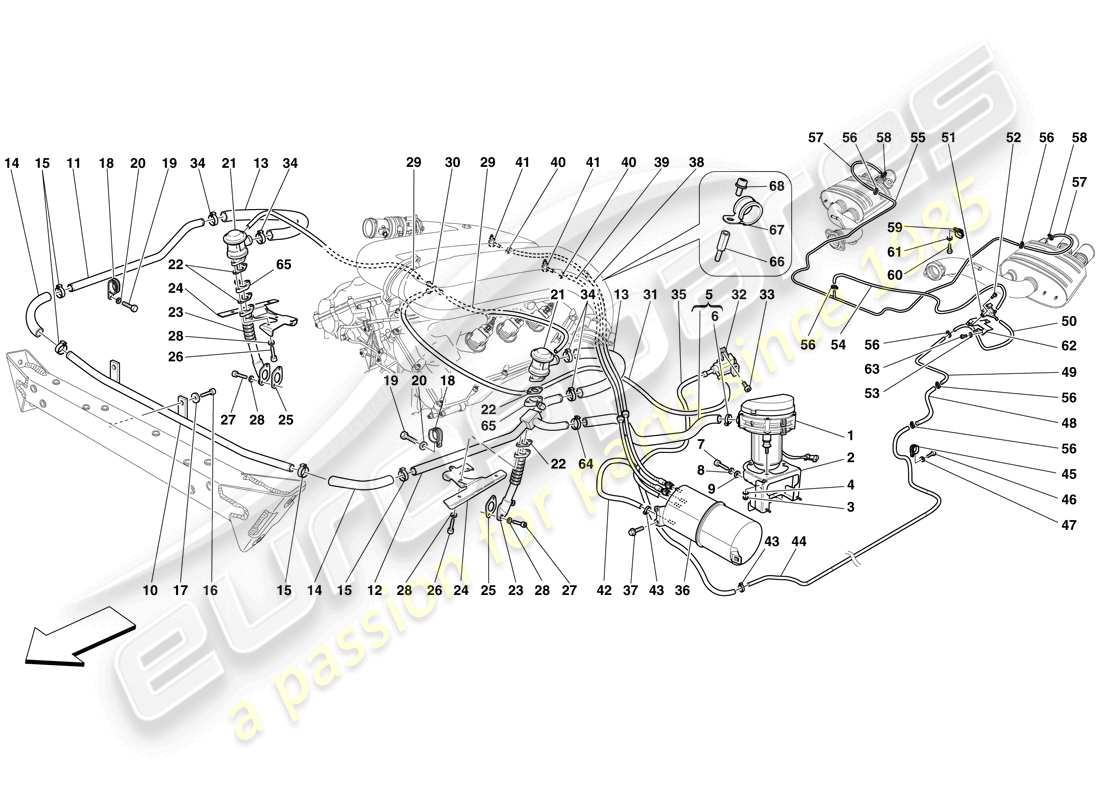 ein Teilediagramm aus dem Ferrari 599 SA Aperta (Europa) Teilekatalog
