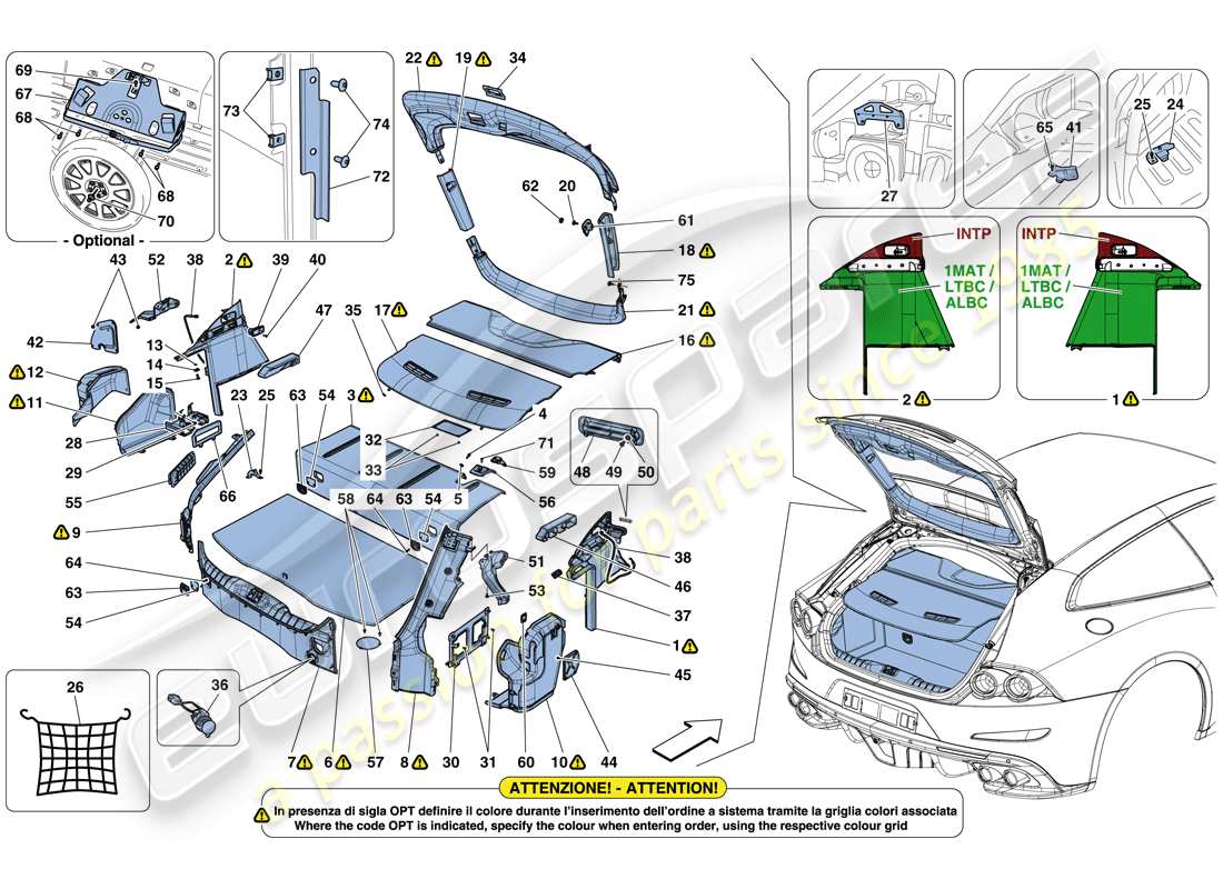 eine teilezeichnung aus dem ferrari gtc4 lusso t (europe) teilekatalog