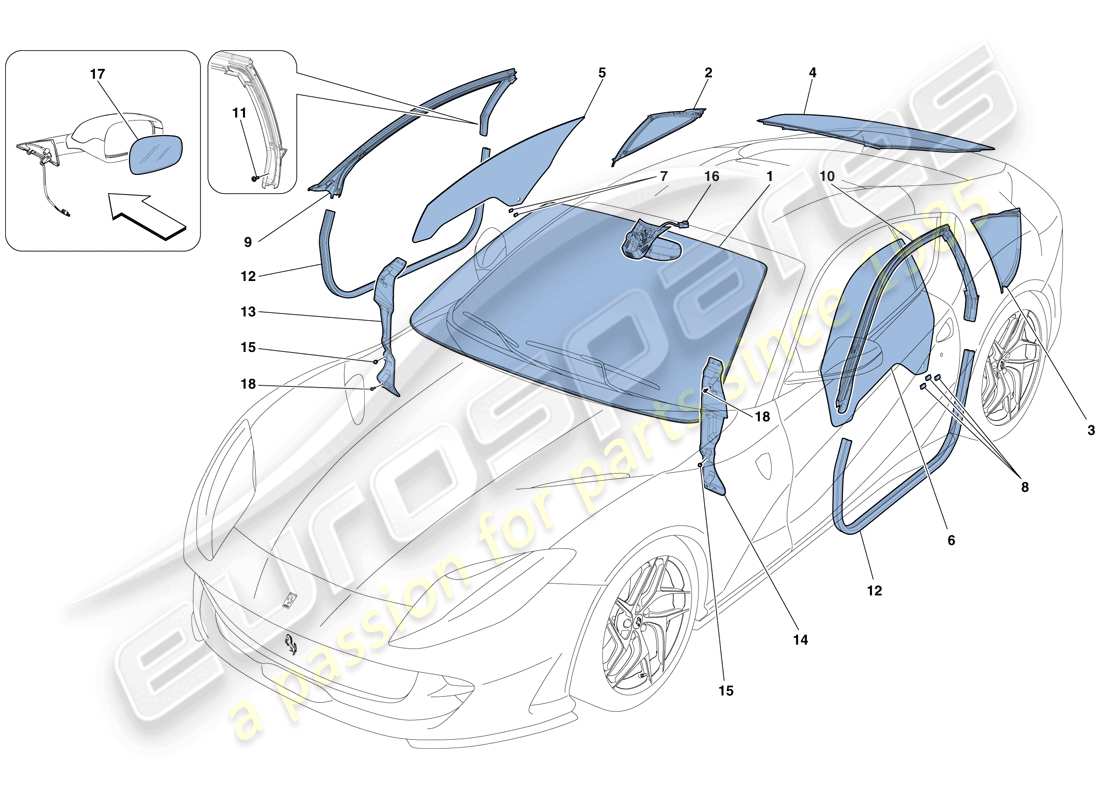 ein Teilediagramm aus dem Ferrari 812 Superfast (Europa) Teilekatalog