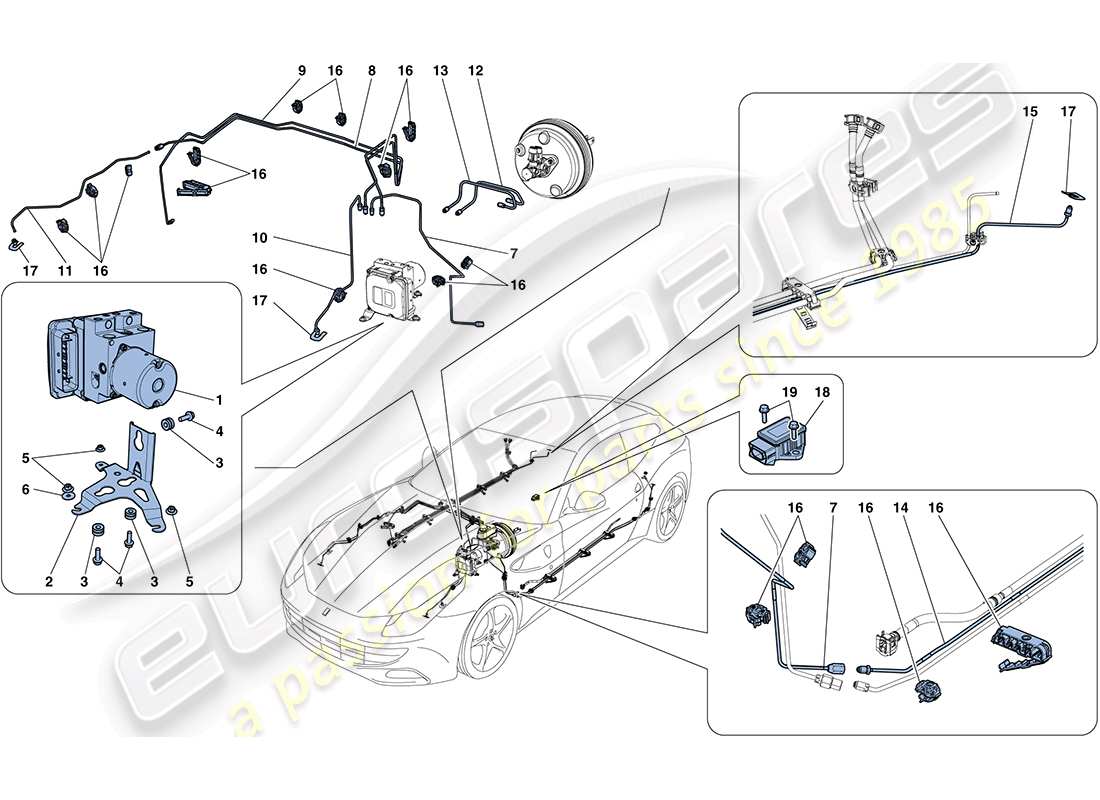 eine Ersatzteilzeichnung aus dem Ferrari FF (RHD) Ersatzteilkatalog