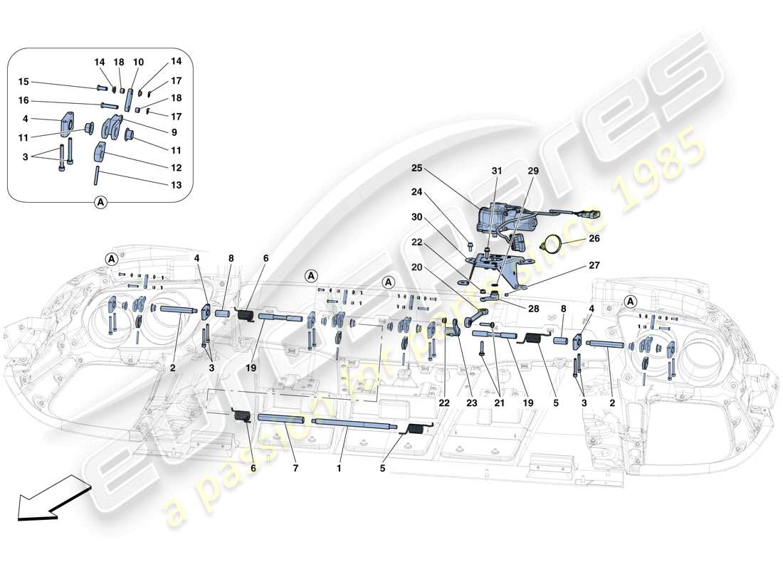 ein Teilediagramm aus dem Ferrari 812 Superfast (RHD) Teilekatalog