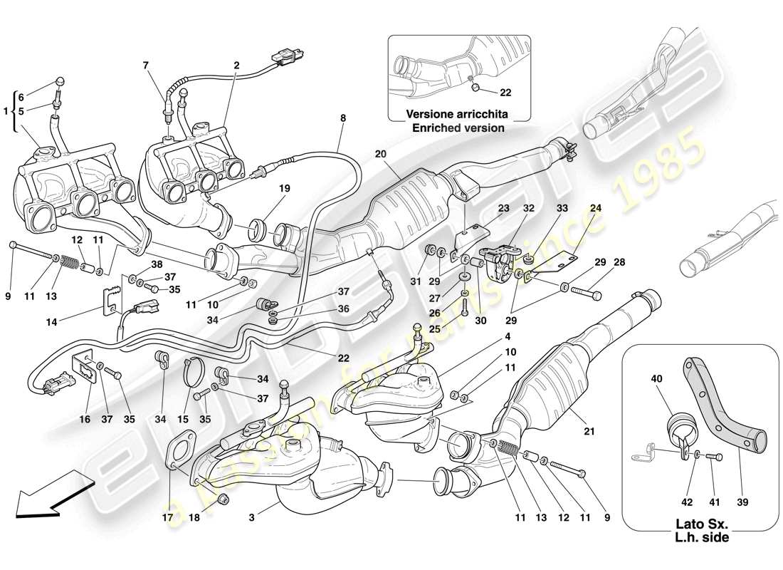 eine teilezeichnung aus dem ferrari 612 sessanta (usa) teilekatalog