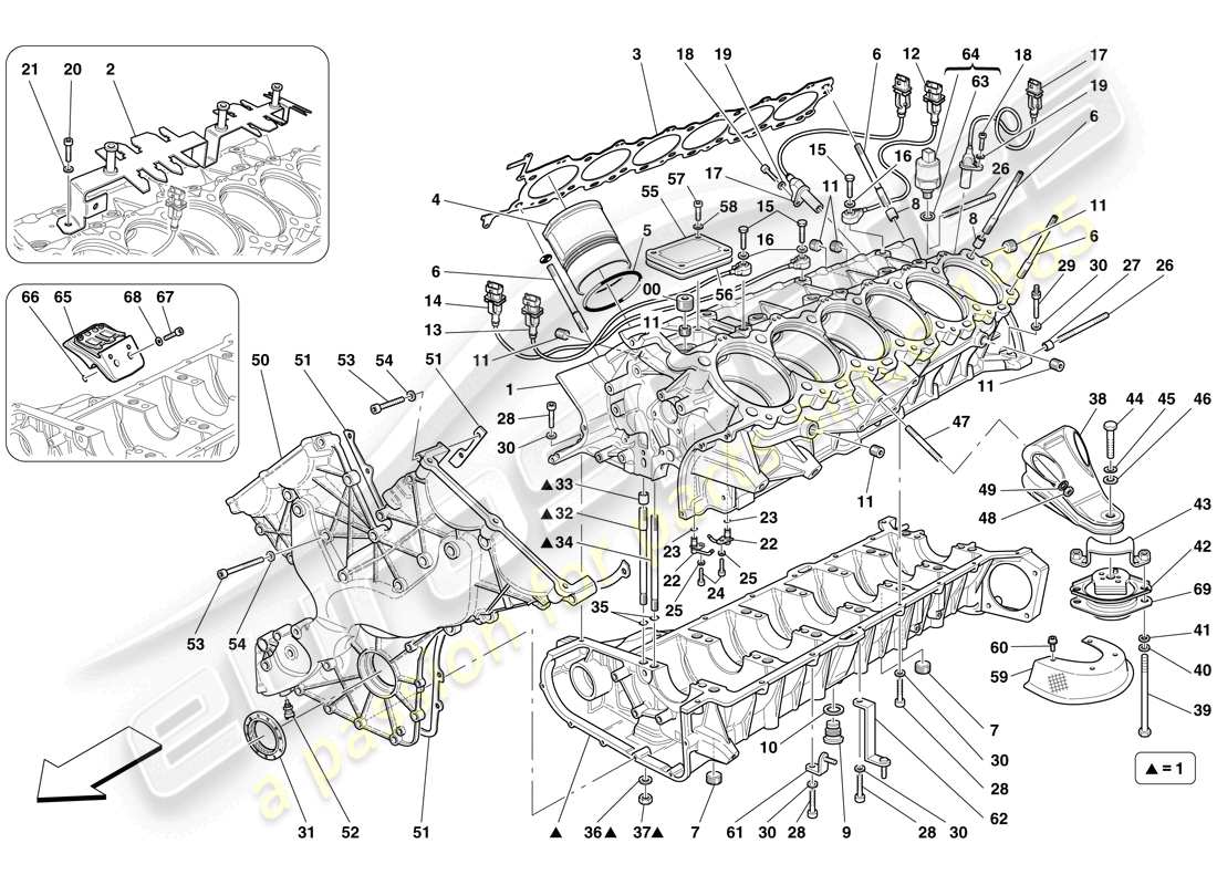 ein Teilediagramm aus dem Ferrari 599 GTB Fiorano (Europa) Teilekatalog
