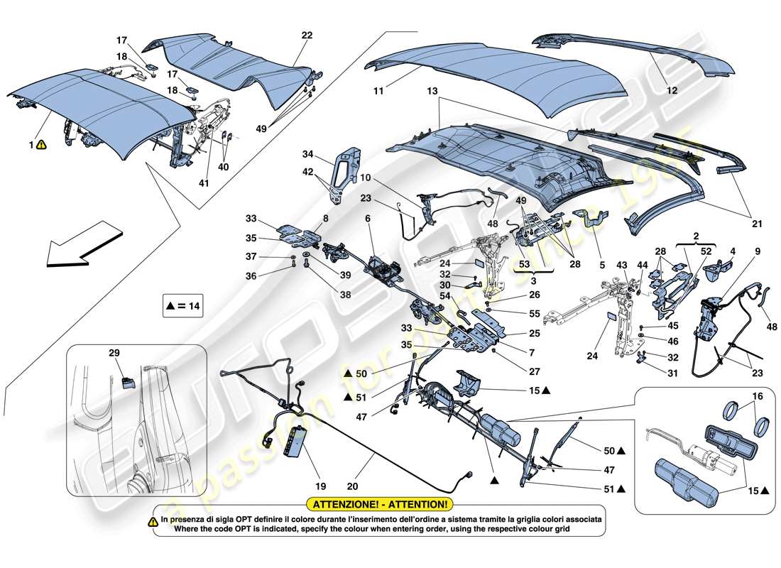ein Teilediagramm aus dem Ferrari 488 Spider (USA) Teilekatalog
